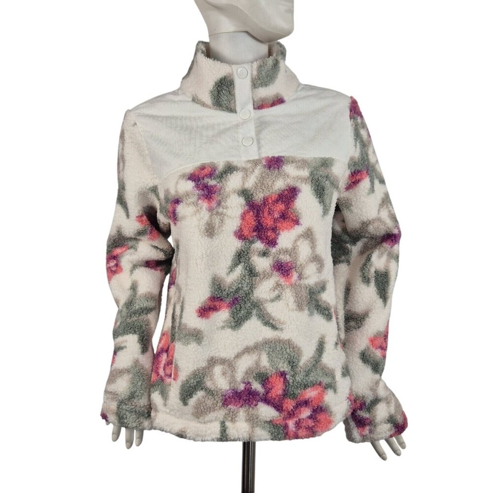Tommy Bahama Beachway Blooms Hybrid 1/4-Snap Pullover Women's Size XS coconut 29